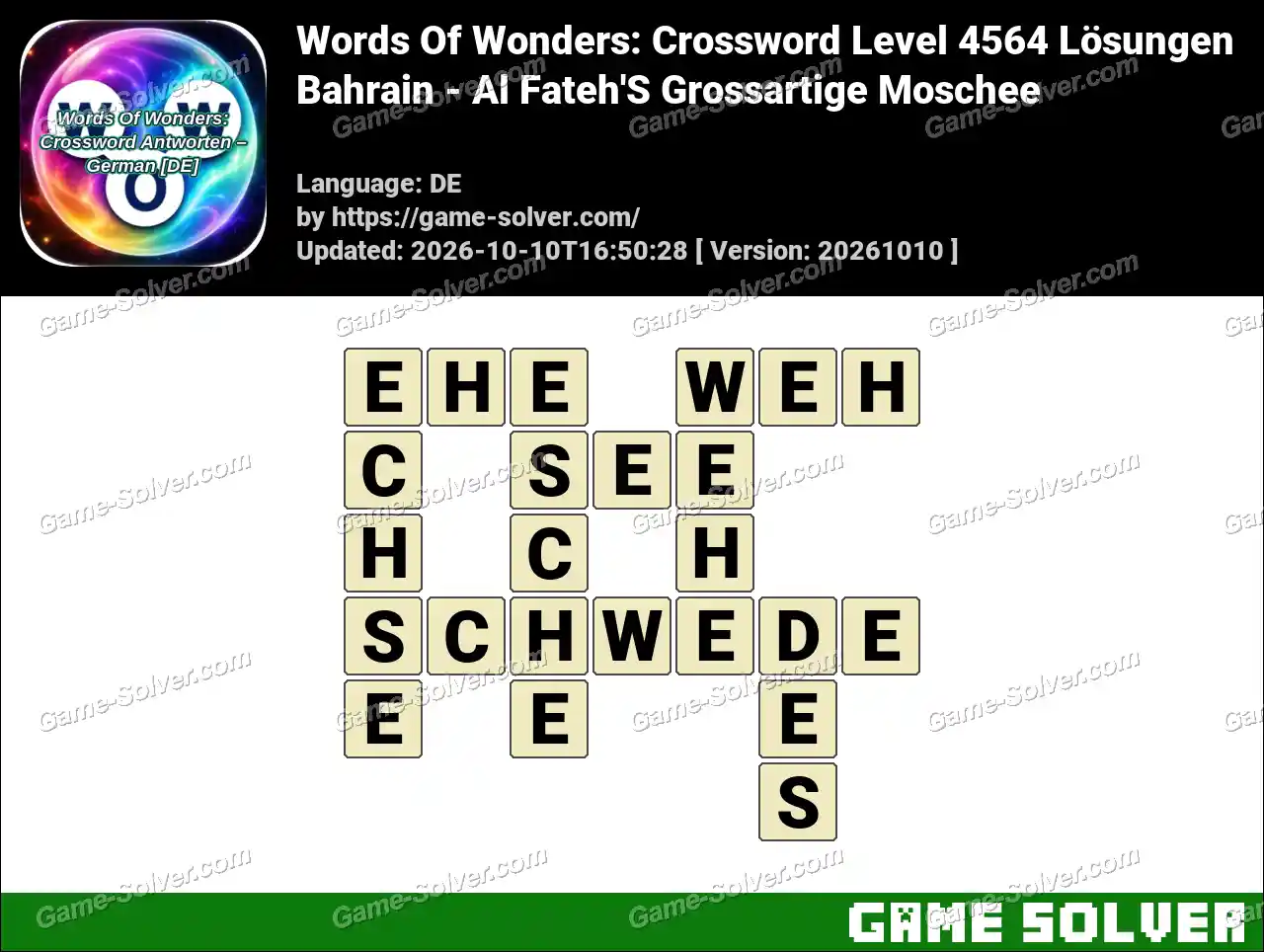 Words Of Wonders: Crossword Level 4564 Lösungen – Bahrain – Al Fateh’S Grossartige Moschee